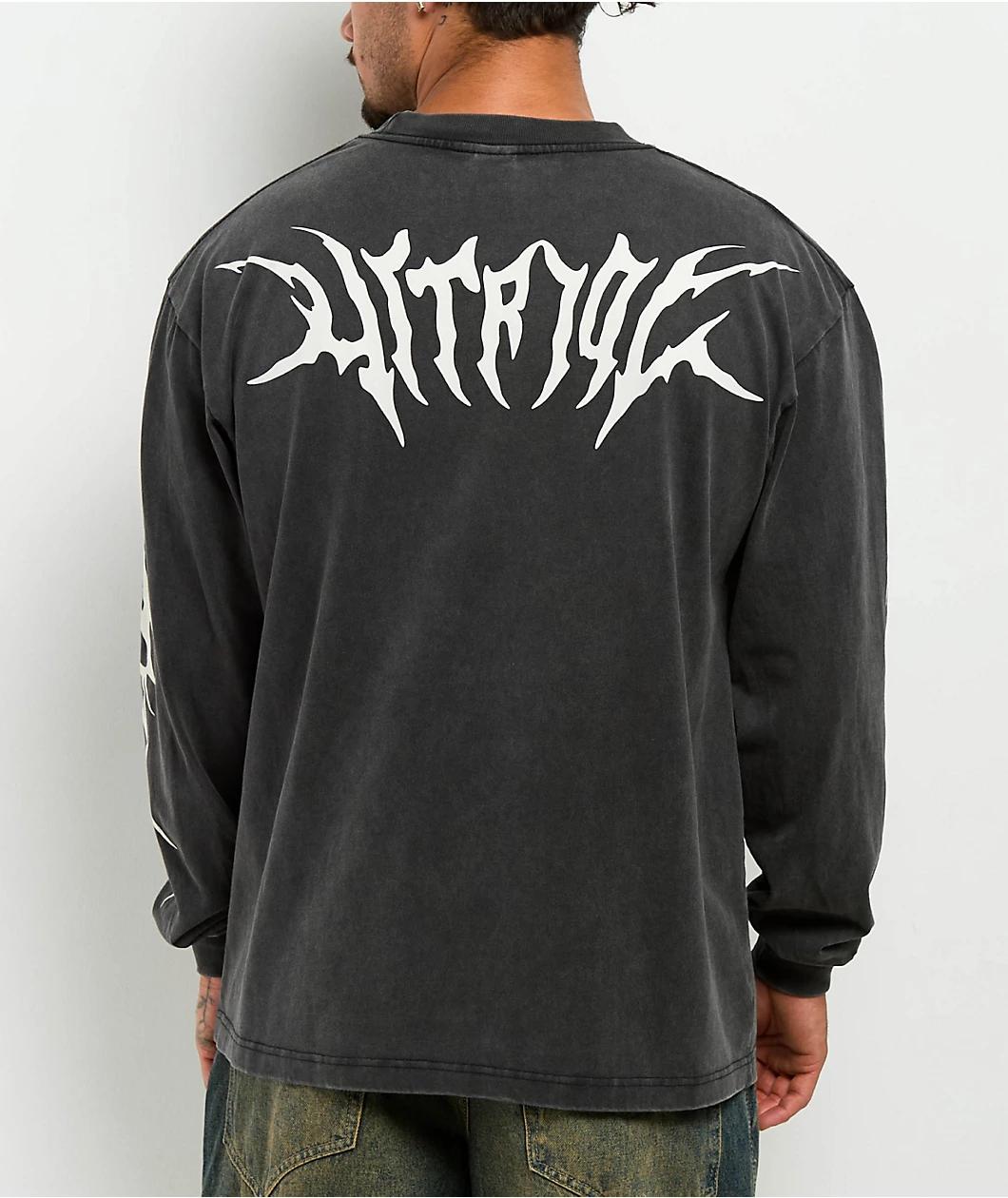 Vitriol Be Not Afraid Black Wash Long Sleeve T-Shirt Product Image