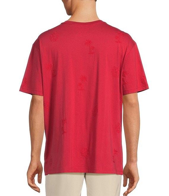 Caribbean Palm Tree Embroidery Short Sleeve T-Shirt Product Image