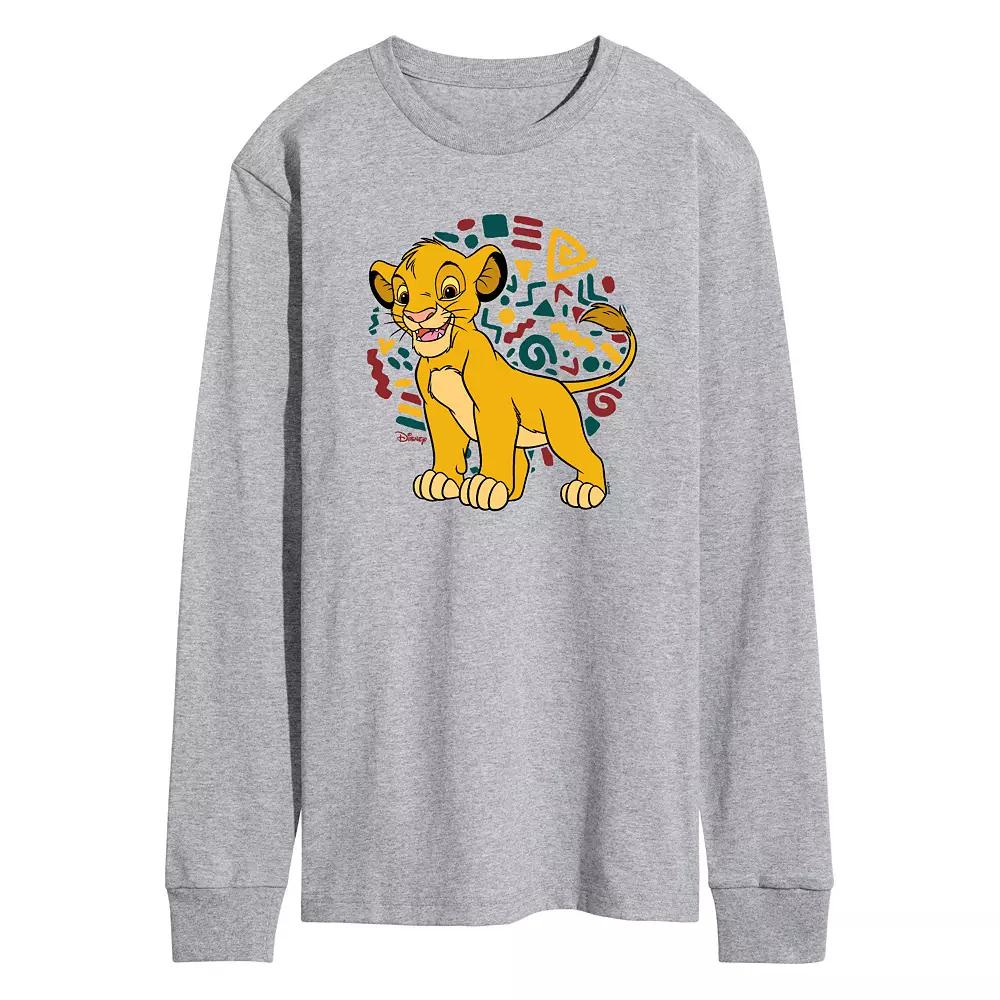 Disney's Lion King Simba Men's Pattern Long Sleeve Graphic Tee,  Product Image