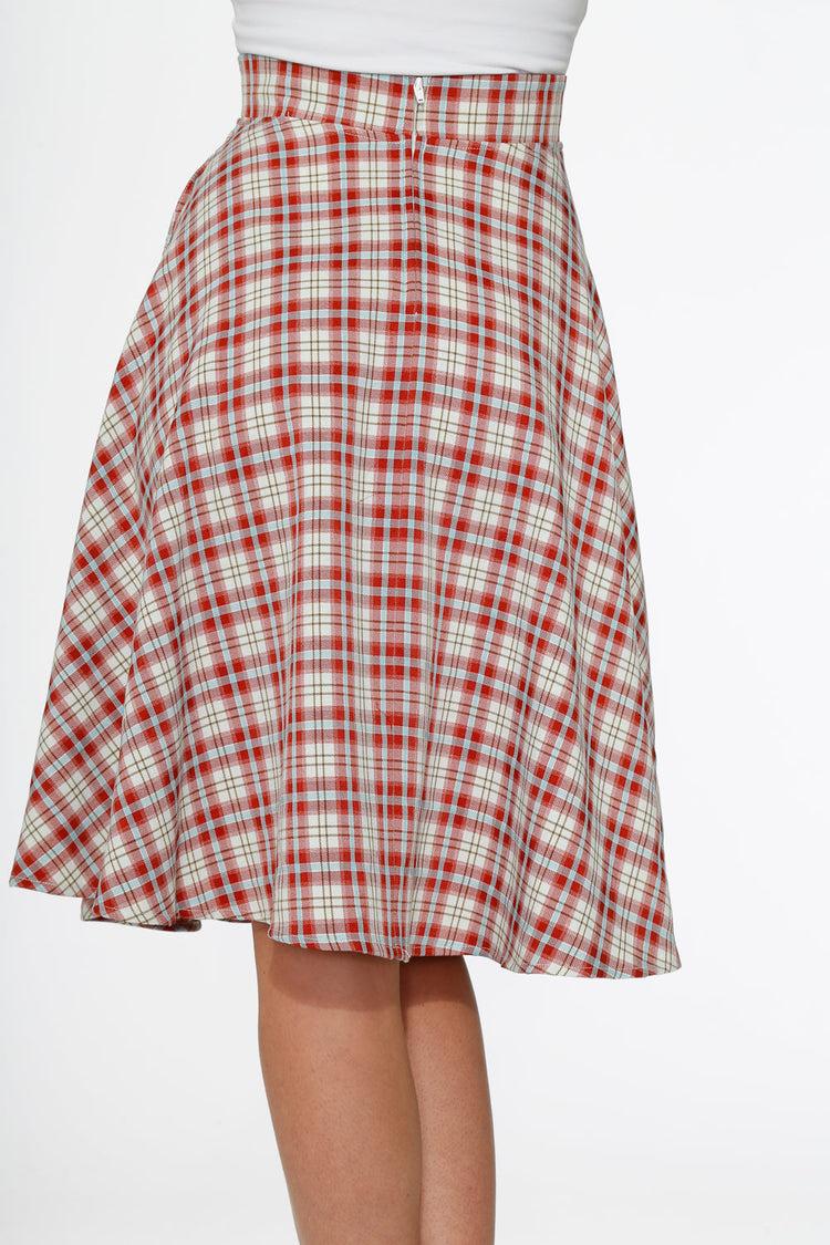 Red Plaid Swing Skirt Product Image