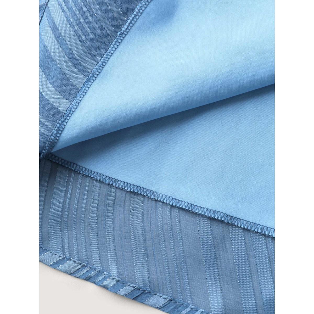 Plus Size Textured Stripe Ruffled Neck Midi Dress Stone Women V-neck Cap Sleeve Curvy BloomChic 10/M Product Image