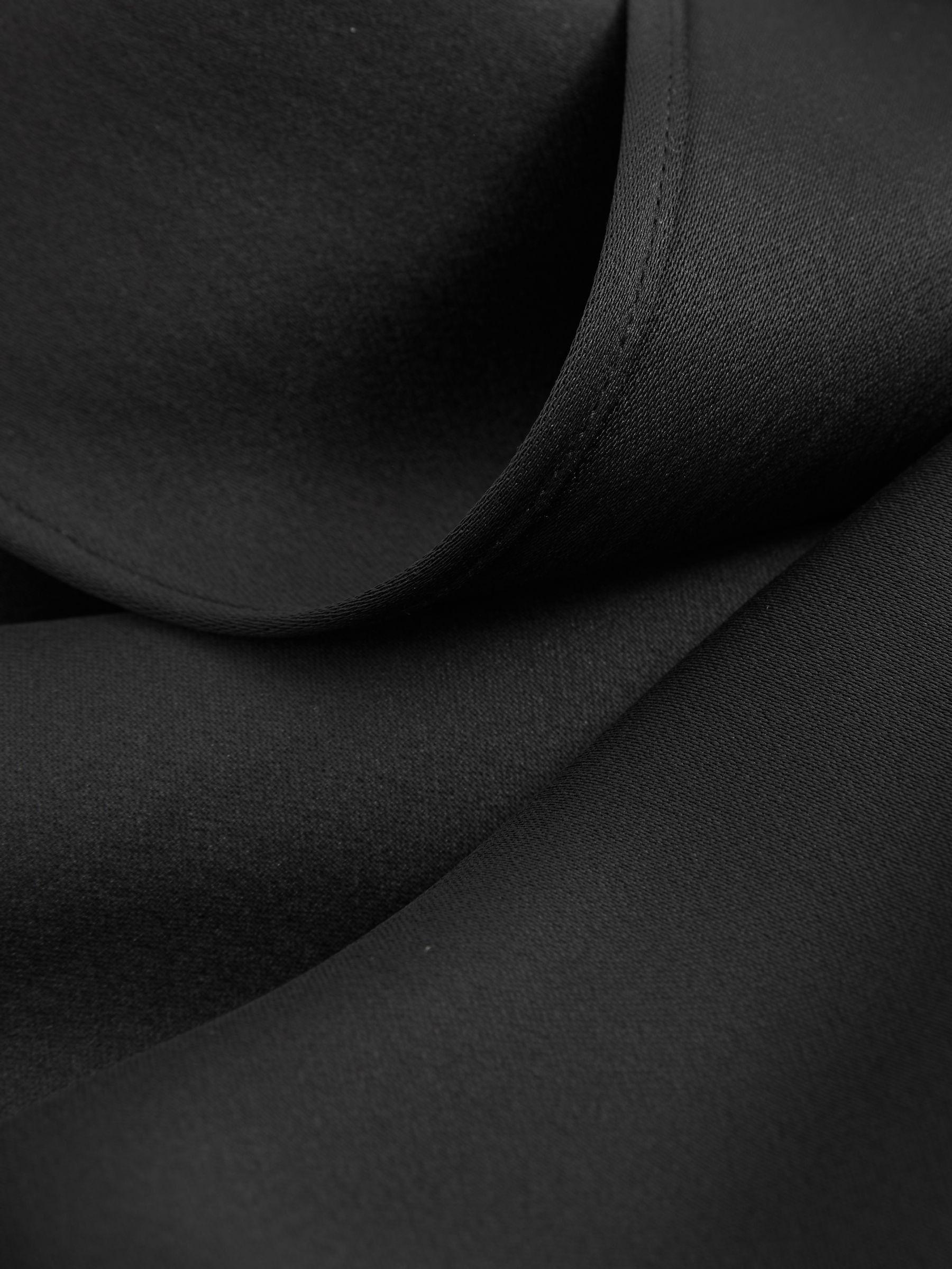 Atelier Asymmetric Satin Cape-Sleeve Mini Dress in Black Product Image