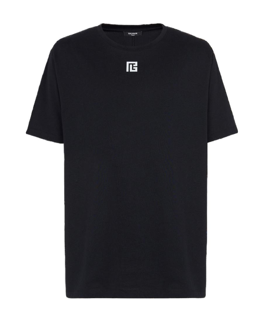 BALMAIN Logo-embroidered Crew-neck T-shirt In Black Product Image