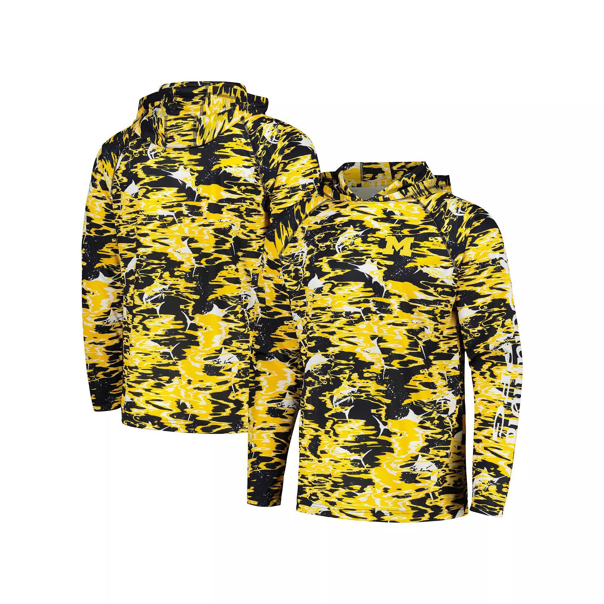 Columbia Mens Collegiate PFG Super Terminal Tackle Hoodie - Michigan- Product Image