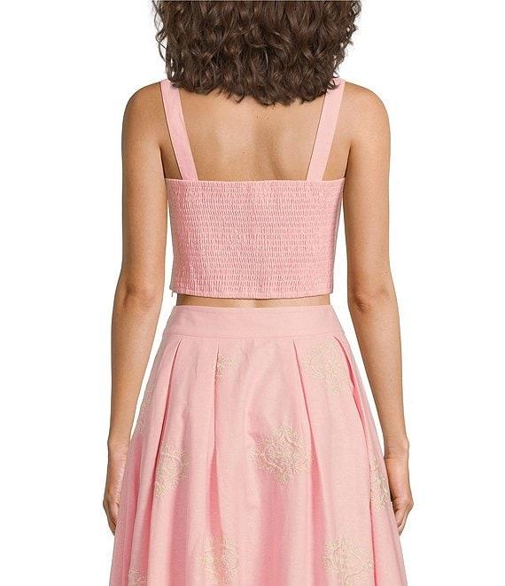 A Loves A Woven Embroidered Sleeveless Tank Strap Sweetheart Neckline Cropped Coordinating Bralette Top Product Image