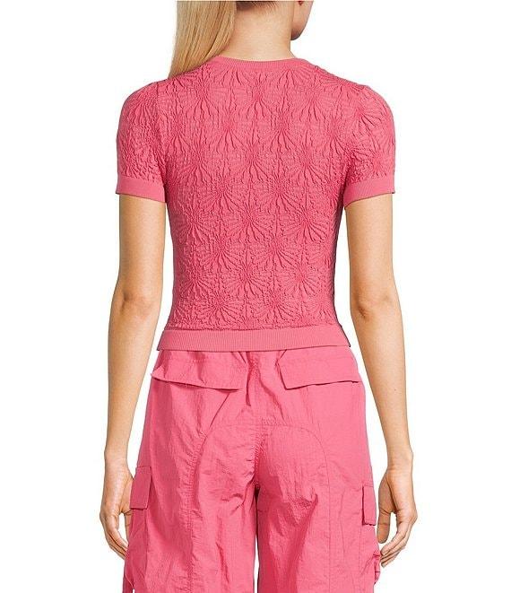 C&V Chelsea & Violet Textured Floral Seamless T-Shirt Product Image