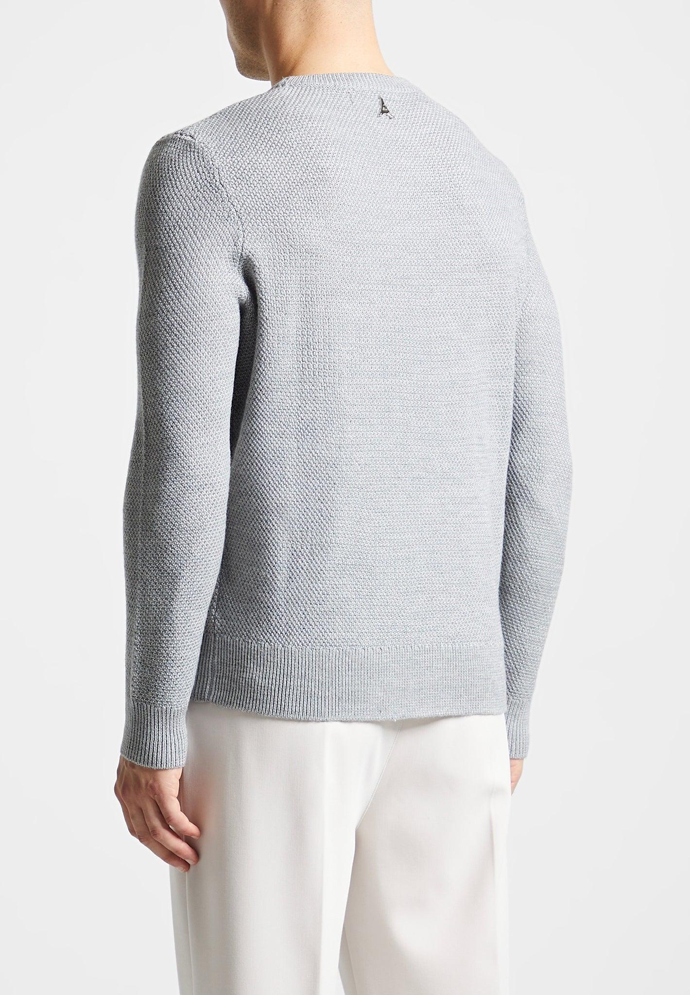 Gabin - Textured Wool Blend Jumper - Grey Male Product Image
