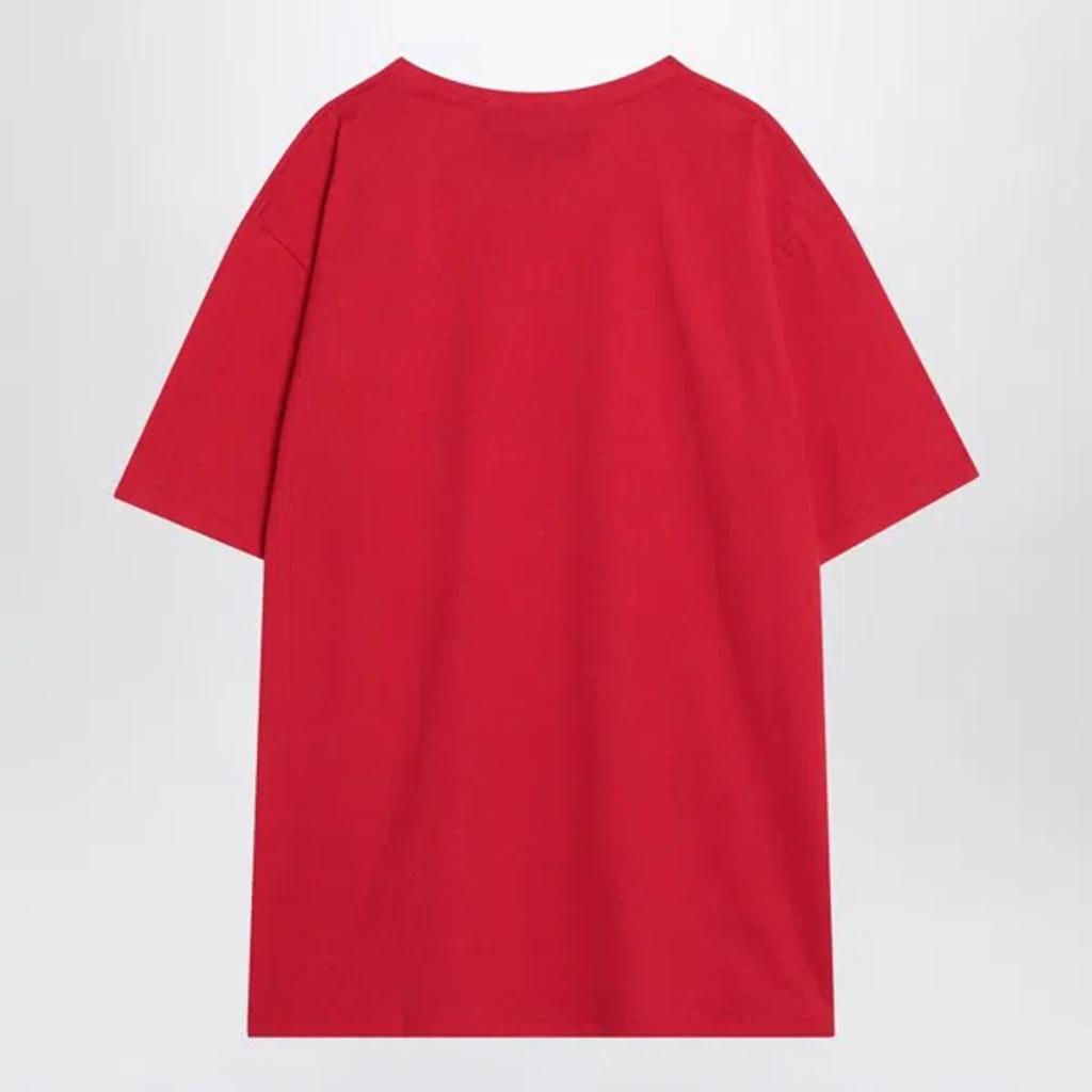 VALENTINO Graphic Print House Cat Crew Neck T-shirt In Red Product Image