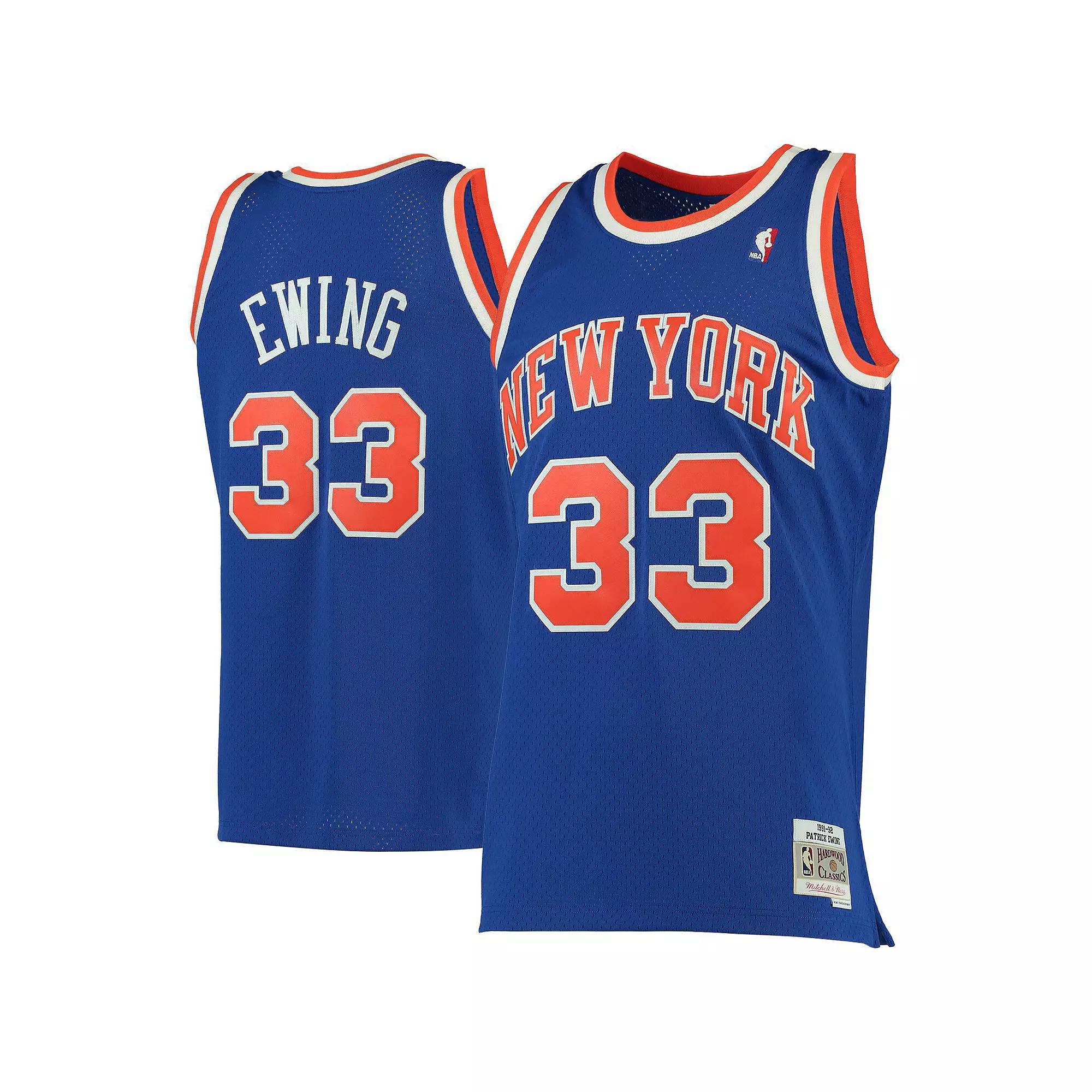 Men's Mitchell & Ness Patrick Ewing Blue New York Knicks 1991-92 Hardwood Classics Swingman Jersey,  Product Image