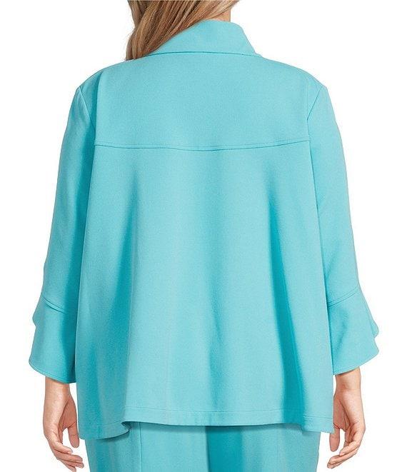 Ming Wang Plus Size Deco Crepe Winged Collar Bracelet Tulip Sleeve Jacket Product Image