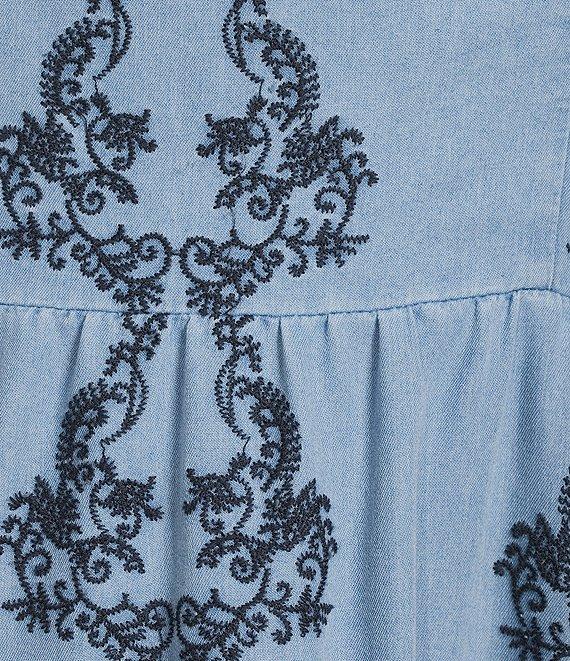 Reba Amber Woven Paisley Floral Embroidered Sleeveless A-Line Dress Product Image