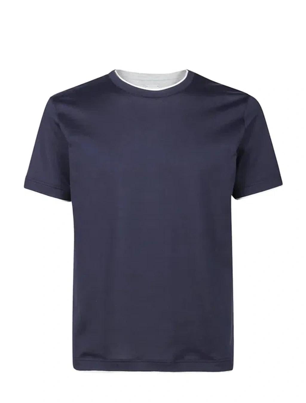ELEVENTY Navy Blue Cotton Jersey Texture T-shirt Product Image