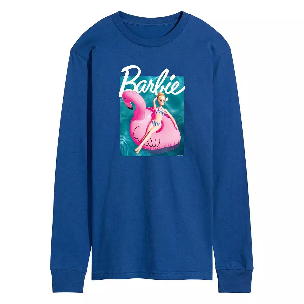 Men's Barbie® Pool Flamingo Long Sleeve Graphic Tee,  Product Image