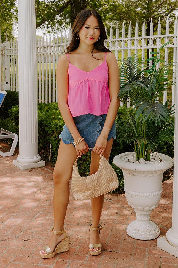 Thrill Me Satin Babydoll Tank In Pink Product Image