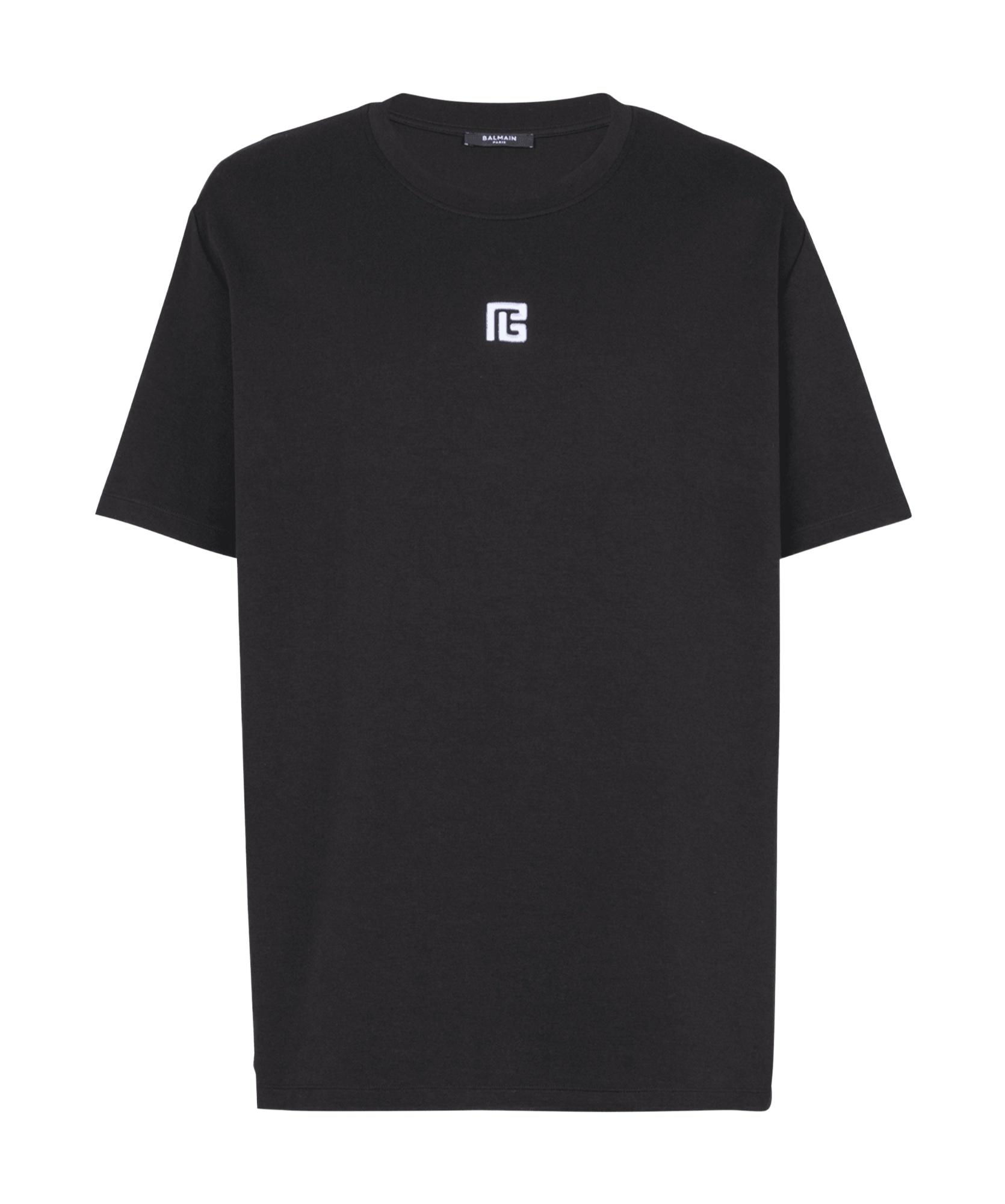 BALMAIN Logo-embroidered Crew-neck T-shirt In Black Product Image