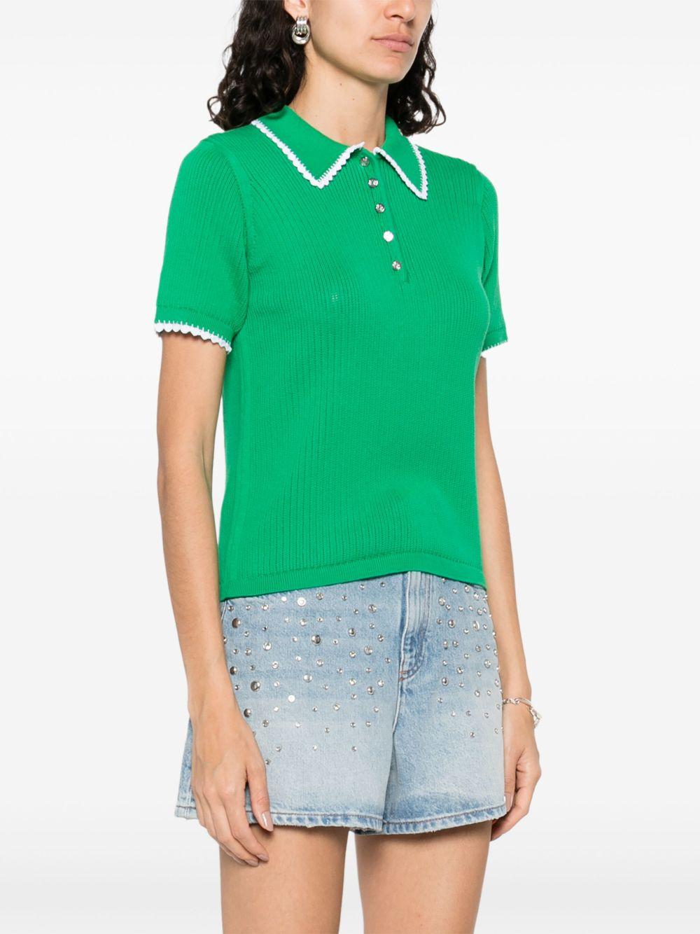 pointelle-knit crochet polo top Product Image