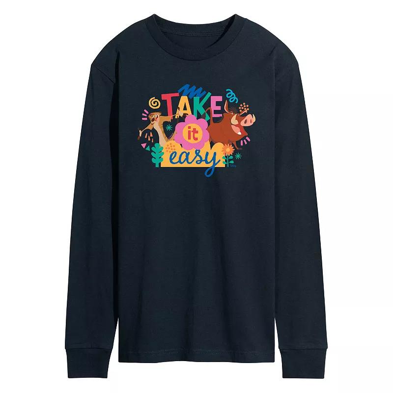 Disney's Lion King Timon & Pumba Men's Take It Easy Long Sleeve Graphic Tee,  Product Image