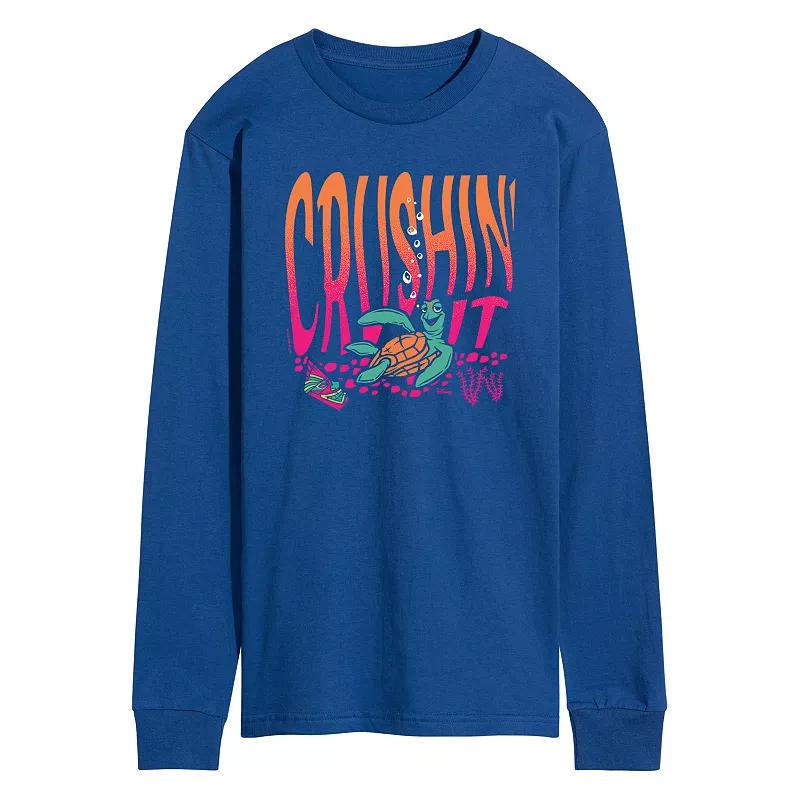 Disney / Pixars Finding Nemo Crush Mens Crushin It Long Sleeve Graphic Tee Blue Product Image