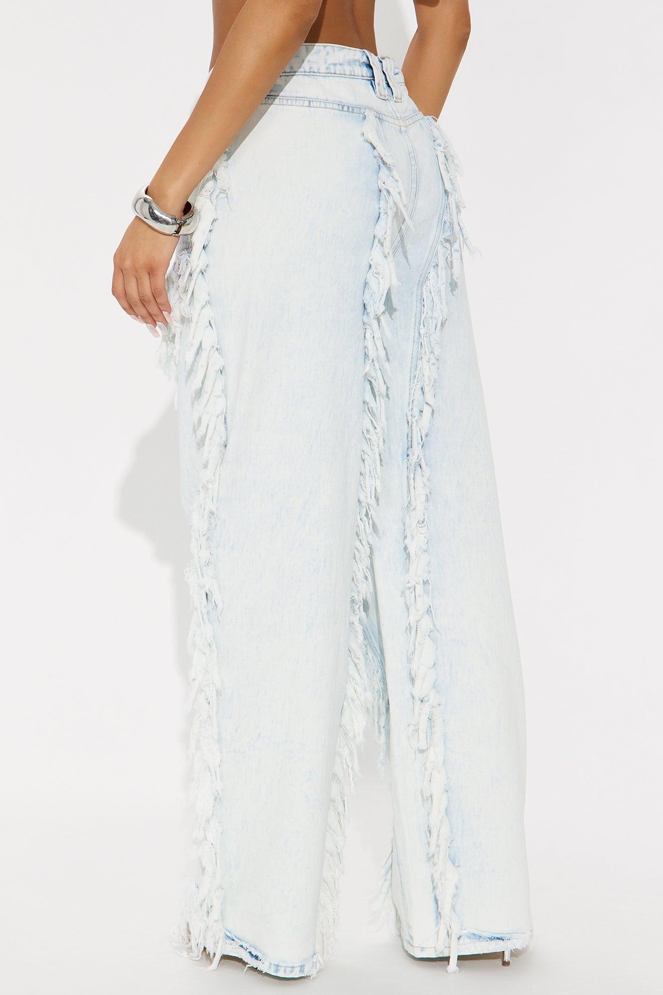 On The Fringe Non Stretch Wide Leg Jeans - Medium Wash Female Product Image