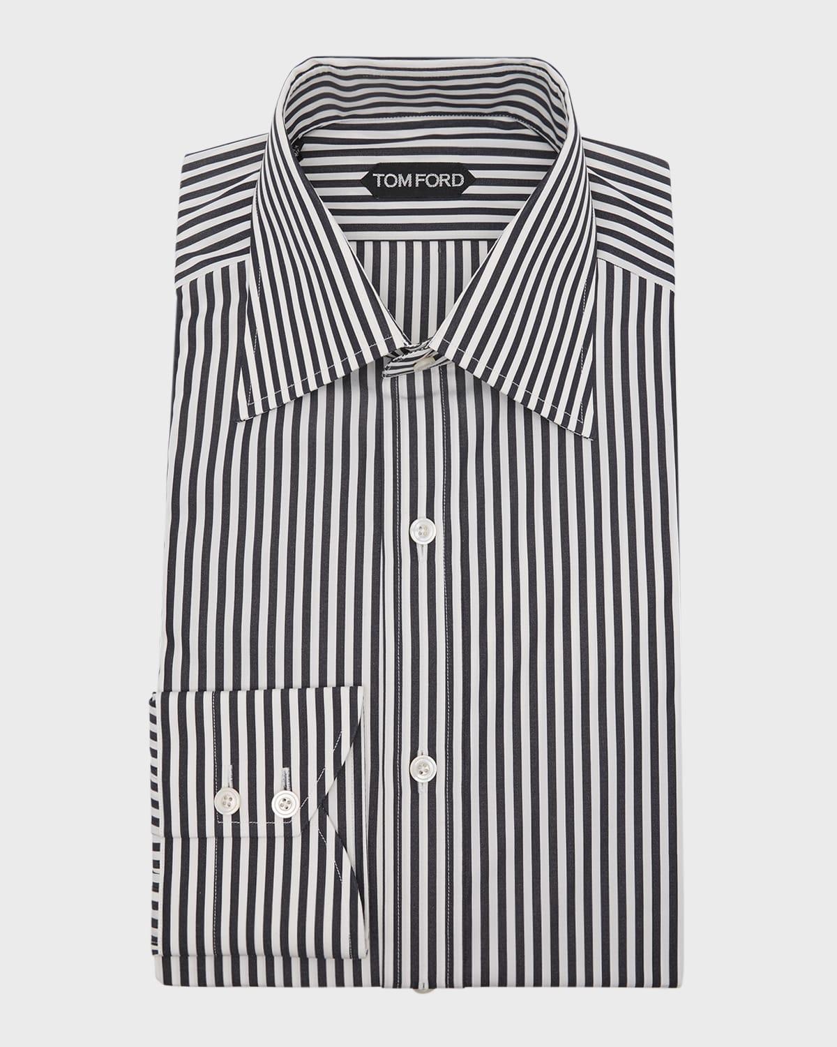Men's Cotton Twill Slim-Fit Stripe Dress Shirt Product Image
