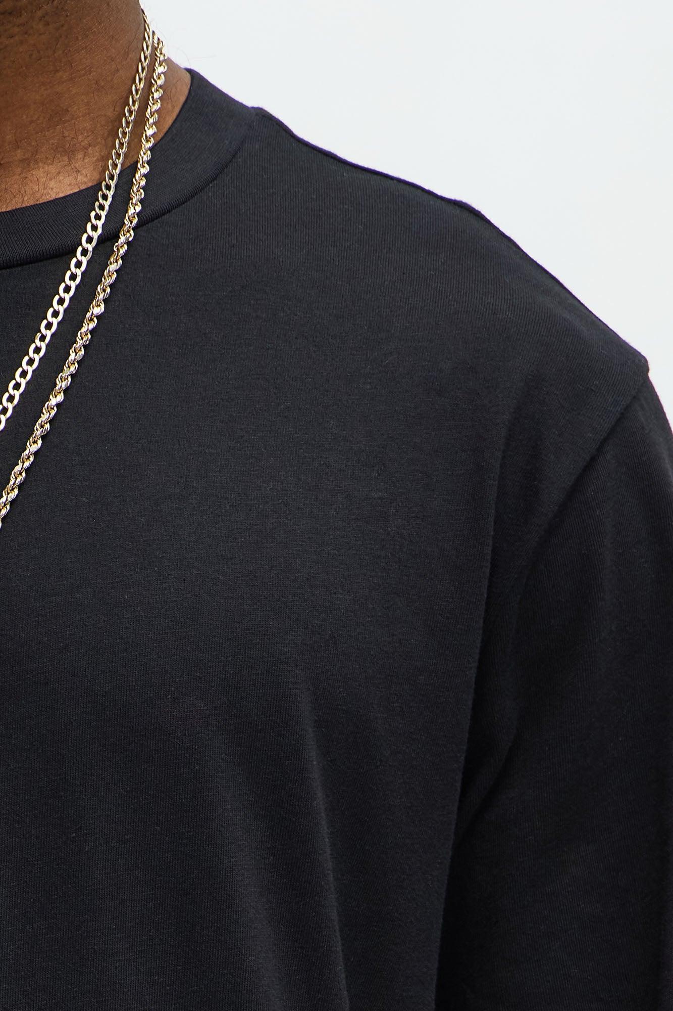 Essential Long Sleeve Scallop Tee - Black Product Image