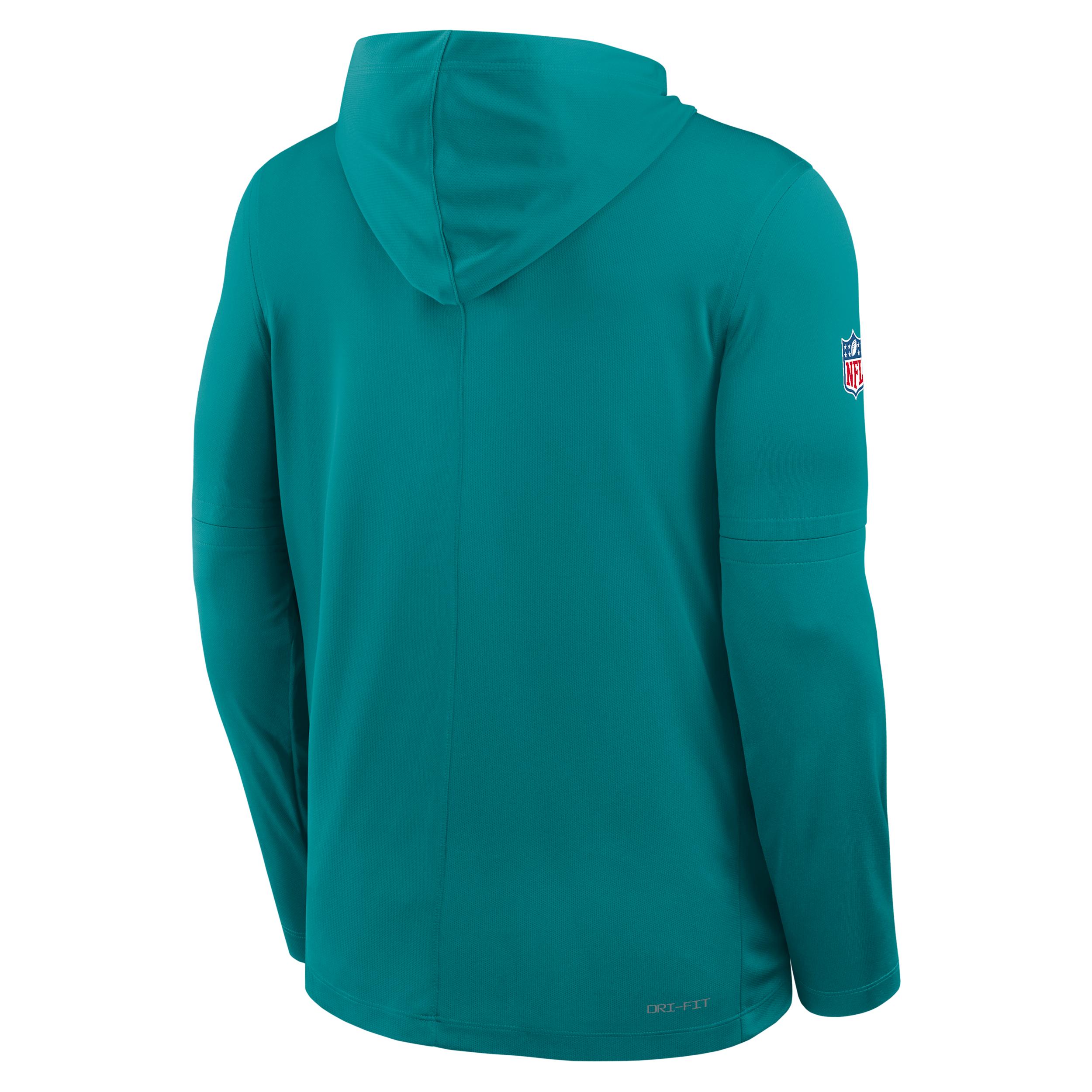Miami Dolphins Pass Accuracy Nike Mens Dri-FIT NFL Long-Sleeve Hooded Top | 03B94DZQ9P-D60 Product Image