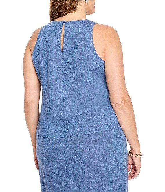 NIC + ZOE Plus Size Rumba Linen Blend Round Neck Sleeveless Pop On Tank Product Image