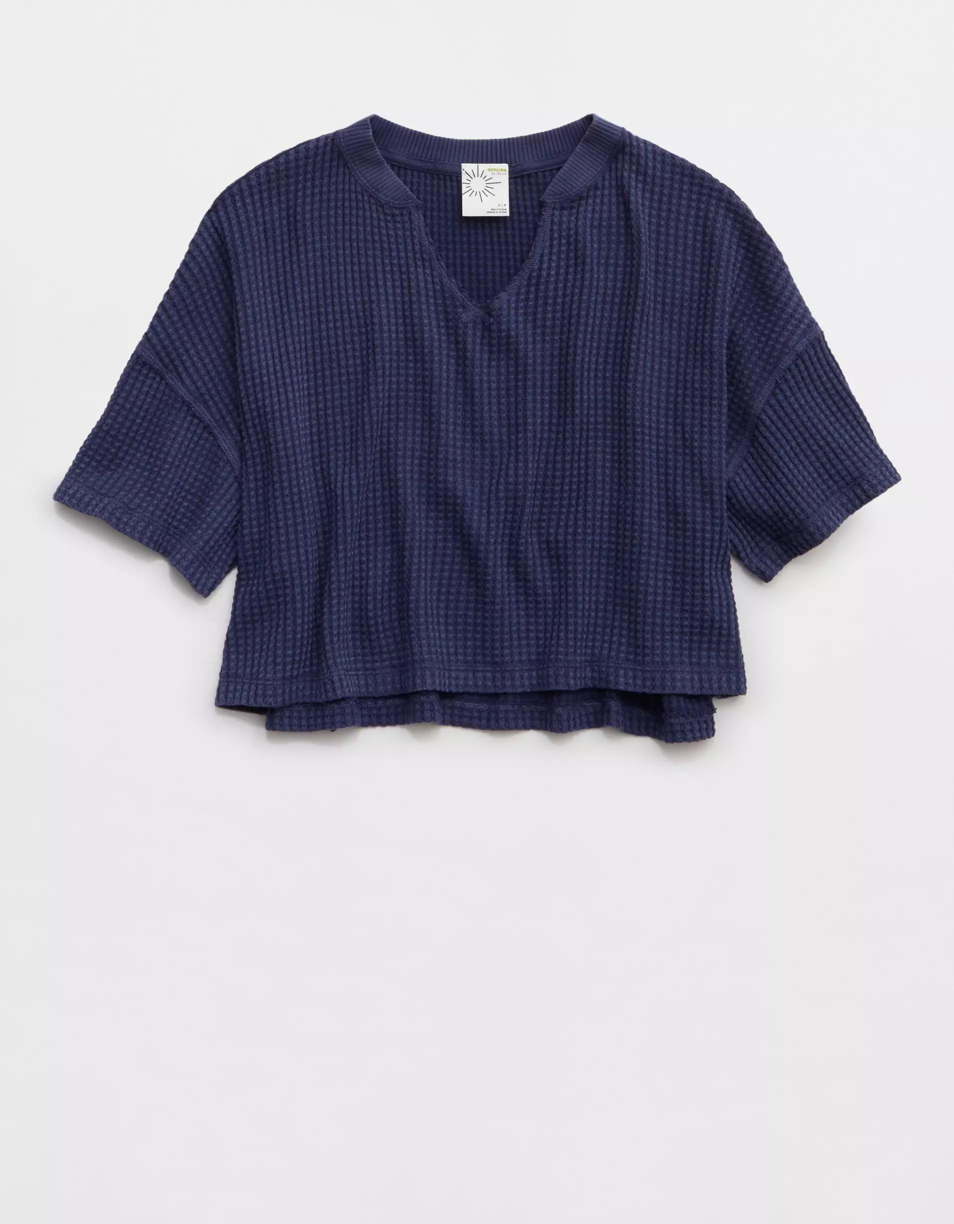 OFFLINE By Aerie Wow! Waffle Notch Neck T-Shirt Product Image