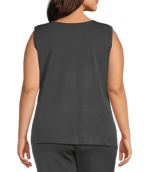 Ming Wang Plus Knit Scoop Neck Sleeveless Tank Product Image