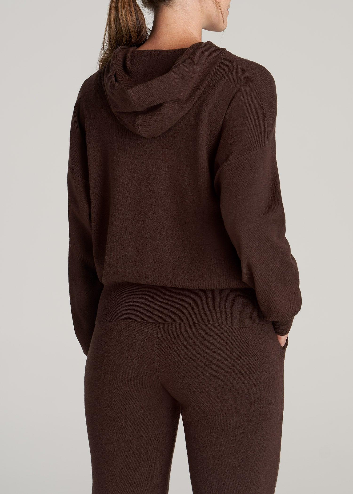 Women's Tall Knit Lounge Hoodie in Chocolate Female Product Image