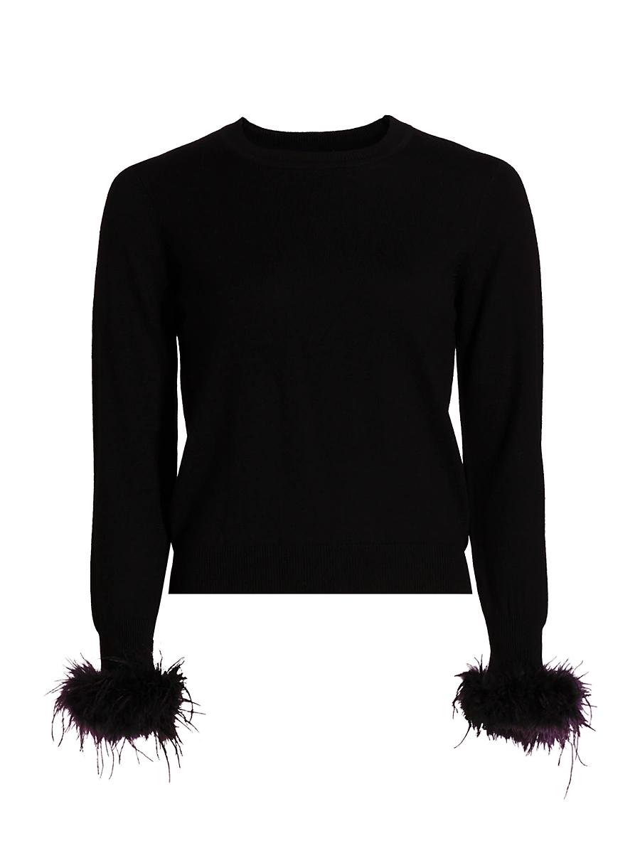 Womens Tina Feather-Trim Wool Sweater Product Image