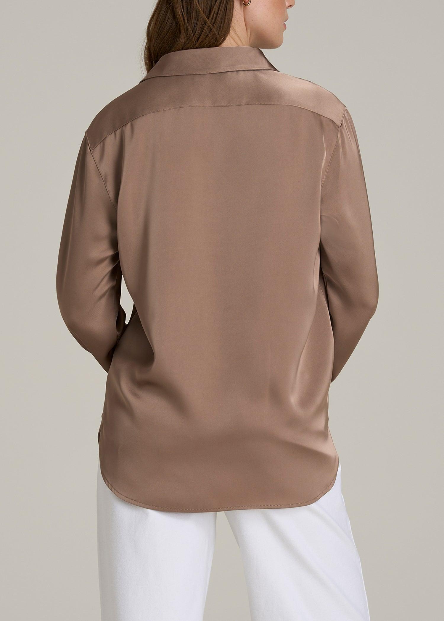 Relaxed Button-Up Blouse for Tall Women in Latte Female Product Image