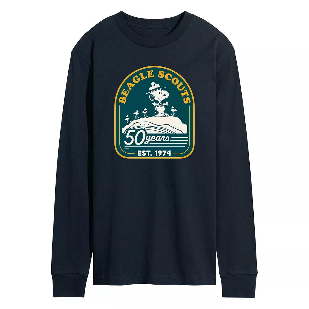 Men's Peanuts Beagle Scout 50 Year Mountain Long Sleeve Graphic Tee,  Product Image