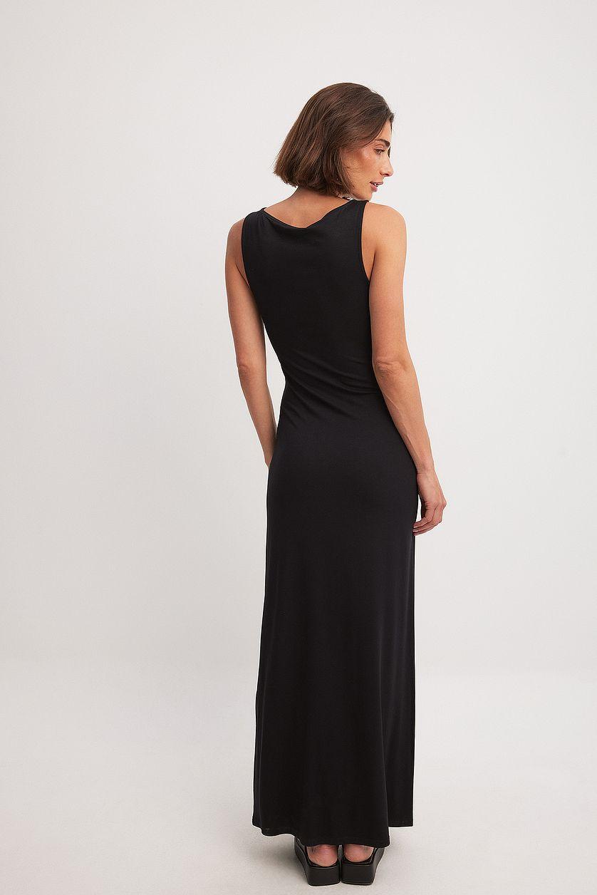 Soft Line Boat Neck Sleeveless Maxi Dress Product Image