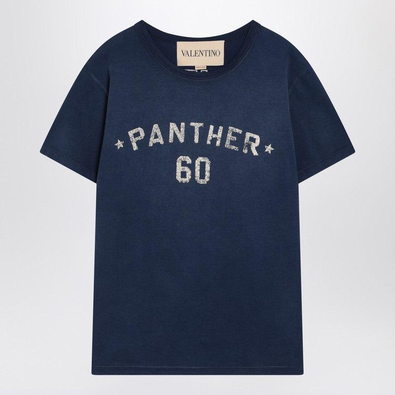 VALENTINO Garavani Navy Cotton T-shirt In Blue Product Image