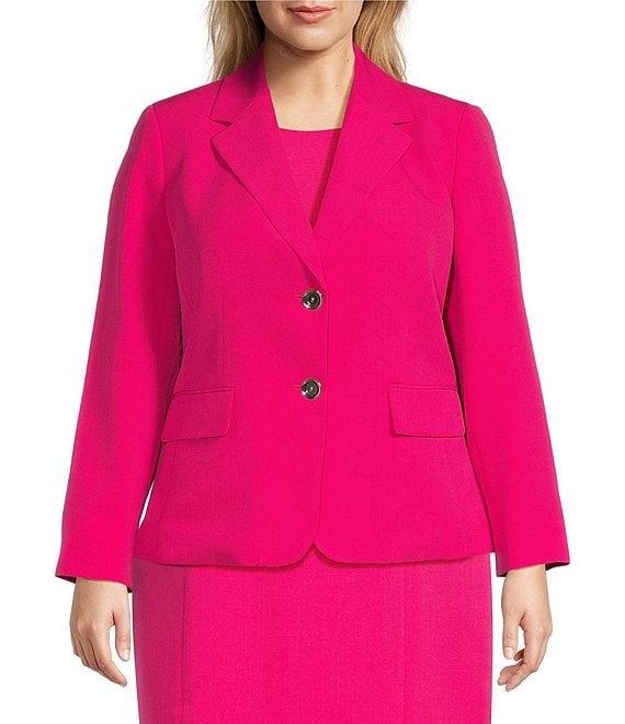 Kasper Plus Size Stretch Crepe Notch Collar 2-Button Jacket Product Image