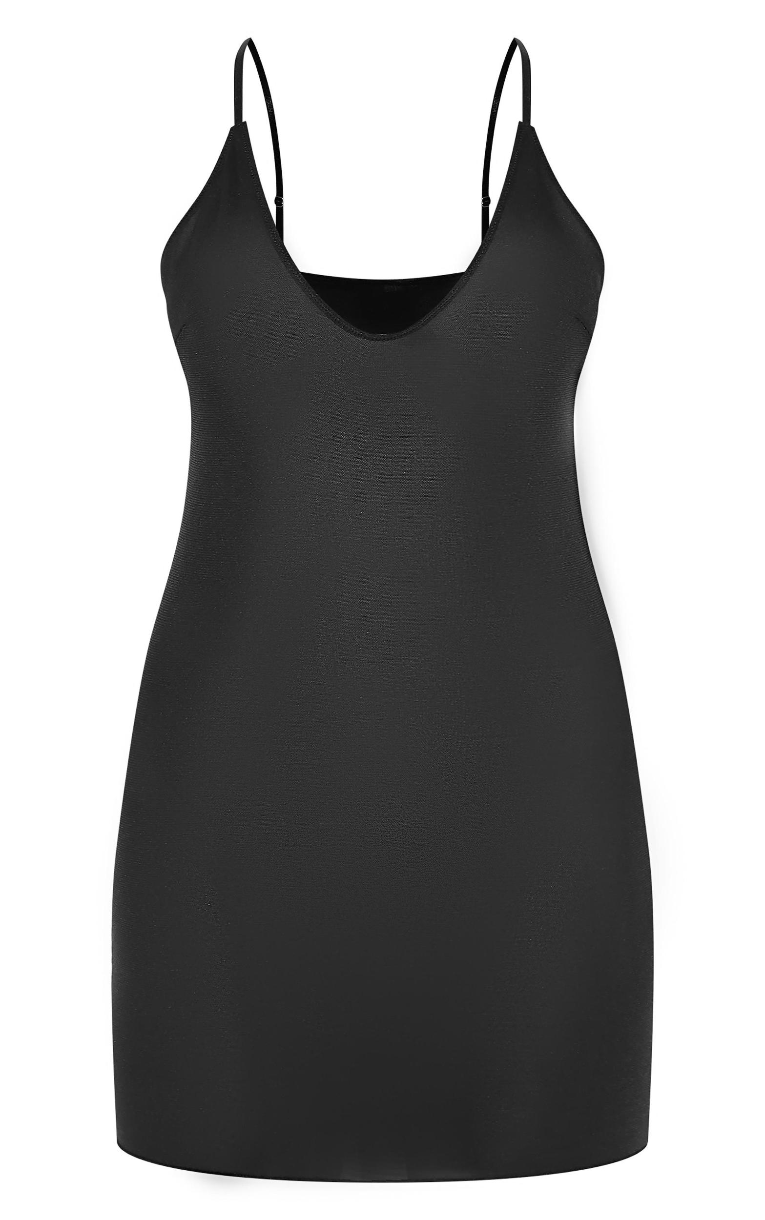 Black Power Mesh Shapewear Slip Dress And Thong Product Image