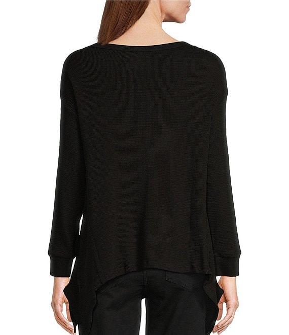 Westbound Long Sleeve Crew Neck Asymmetrical Hem Top Product Image