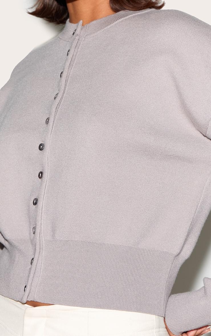 Ash Grey Compact Knit Button Through Cardigan Product Image