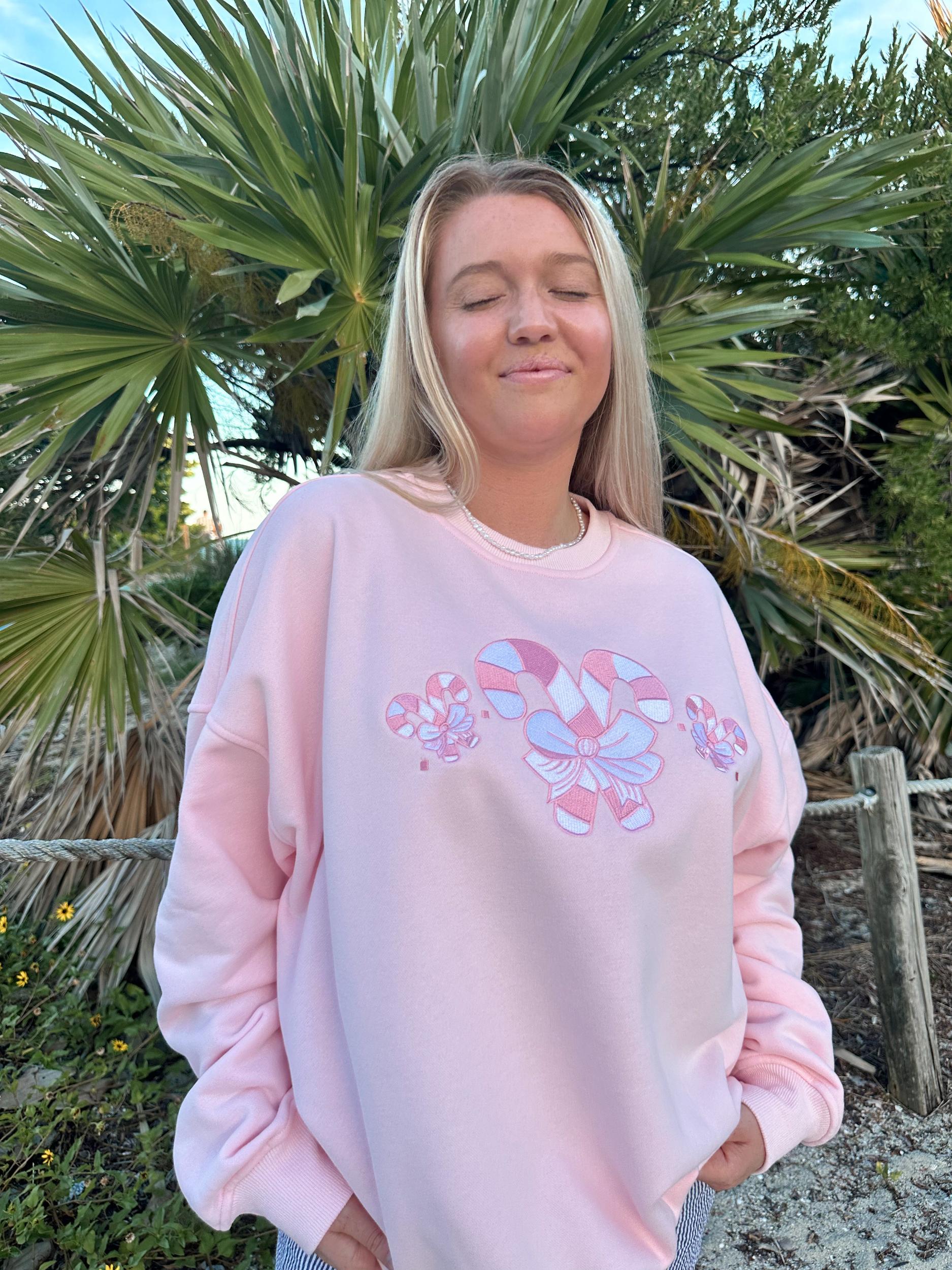 Light Pink Candy Cane Wonderland Sweatshirt Product Image