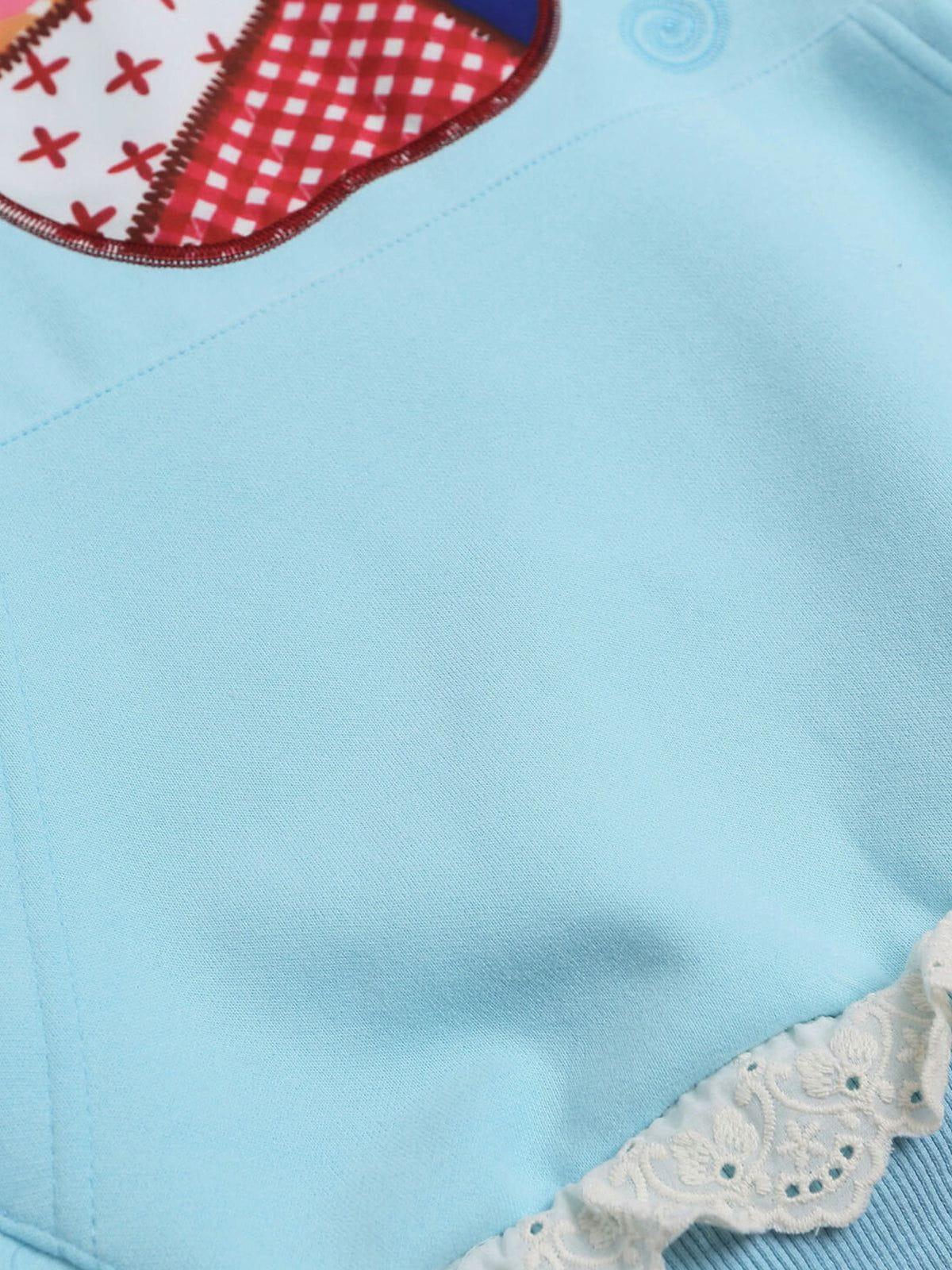 Aelfric Eden Applique Apple Lace Pullover Hoodie Female Product Image