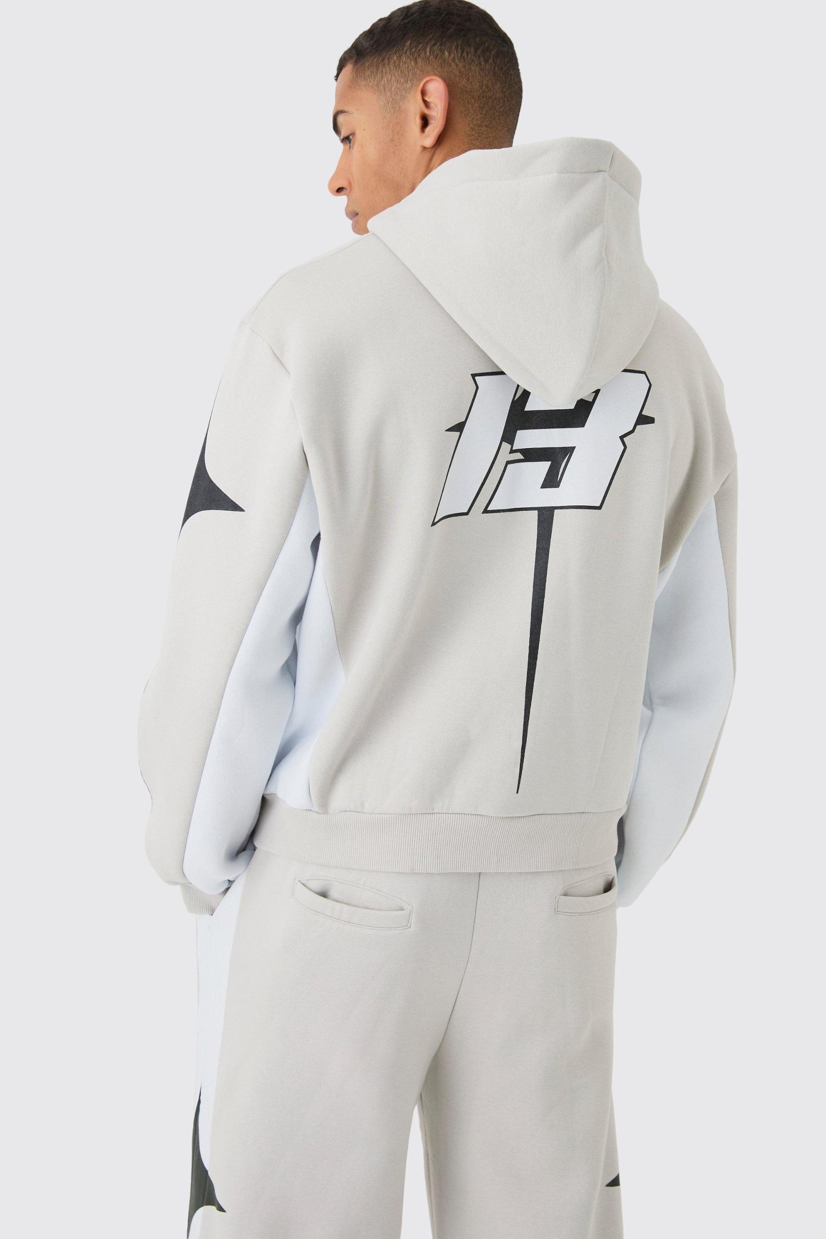 Oversized Boxy Moto Homme Star Panel Tracksuit | boohooMAN USA Product Image