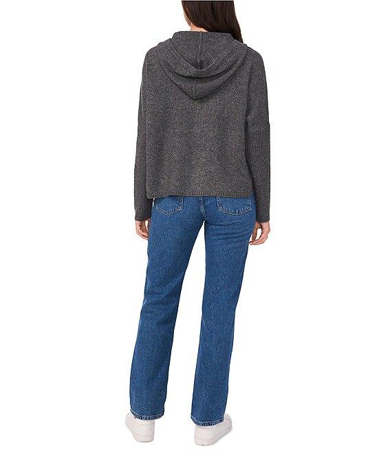 Vince Camuto Knit Long Sleeve Hooded Zip Front Sweater Product Image