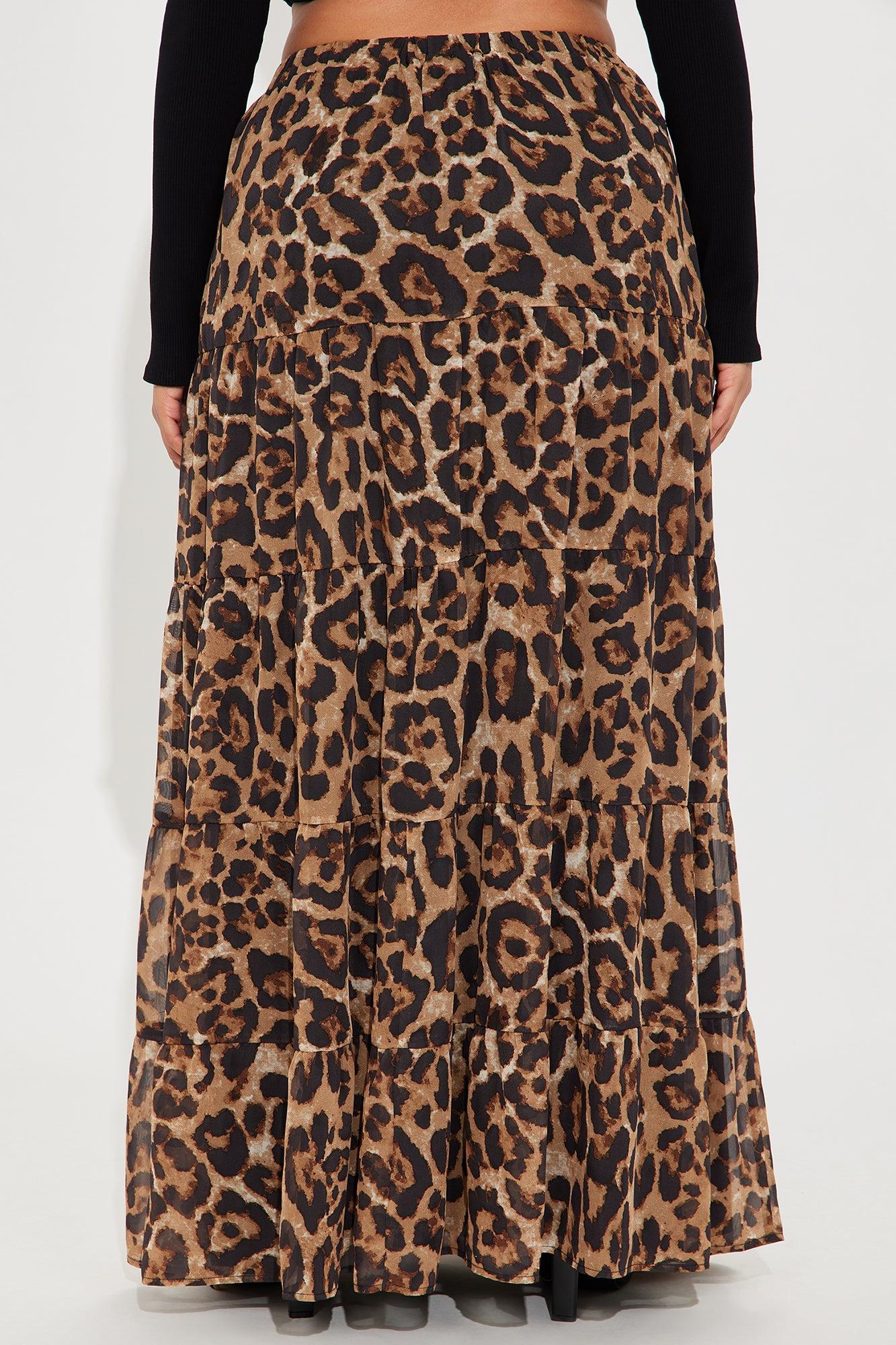 Simona Leopard Tiered Maxi Skirt - Brown/combo Product Image