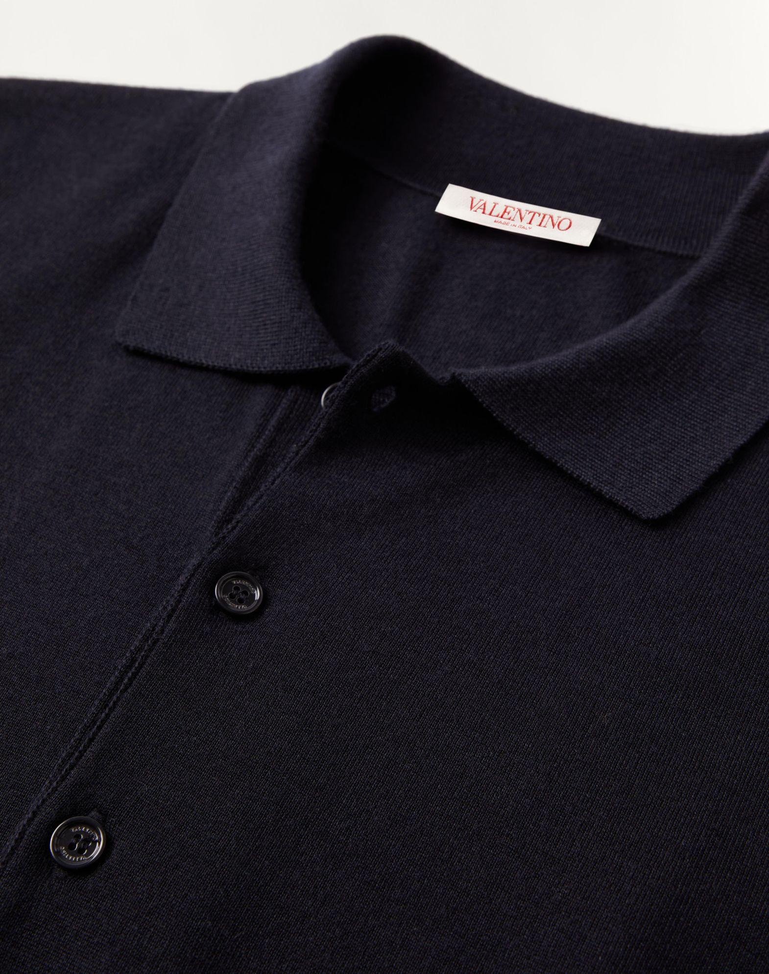 Long-Sleeve Cashmere And Silk Polo Shirt With Vlogo Signature Embroidery Product Image