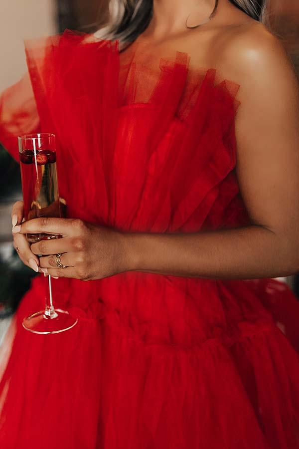 Frill Deal Tulle Mini Dress In Red Product Image