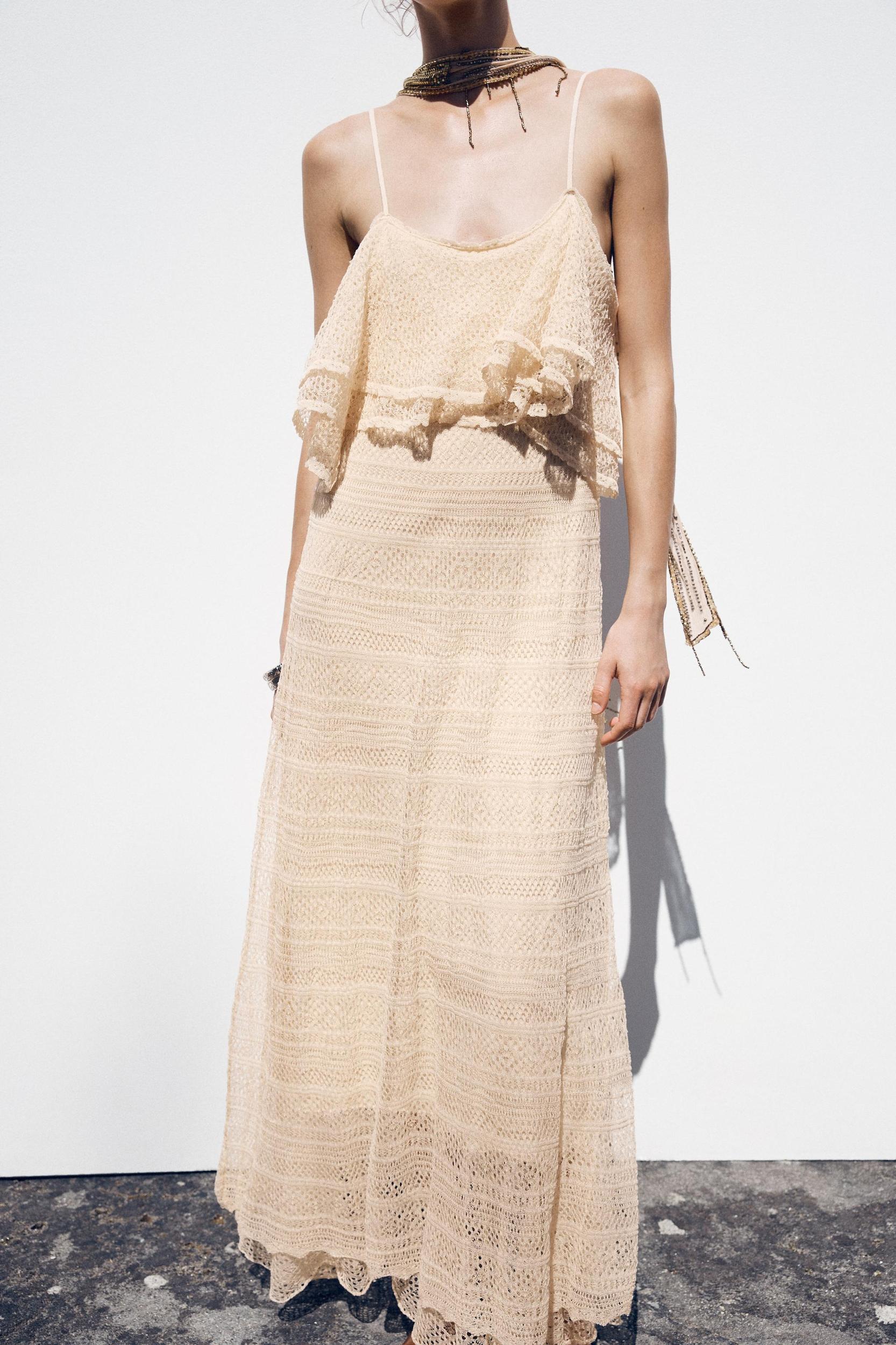 POINTELLE KNIT RUFFLED DRESS Product Image