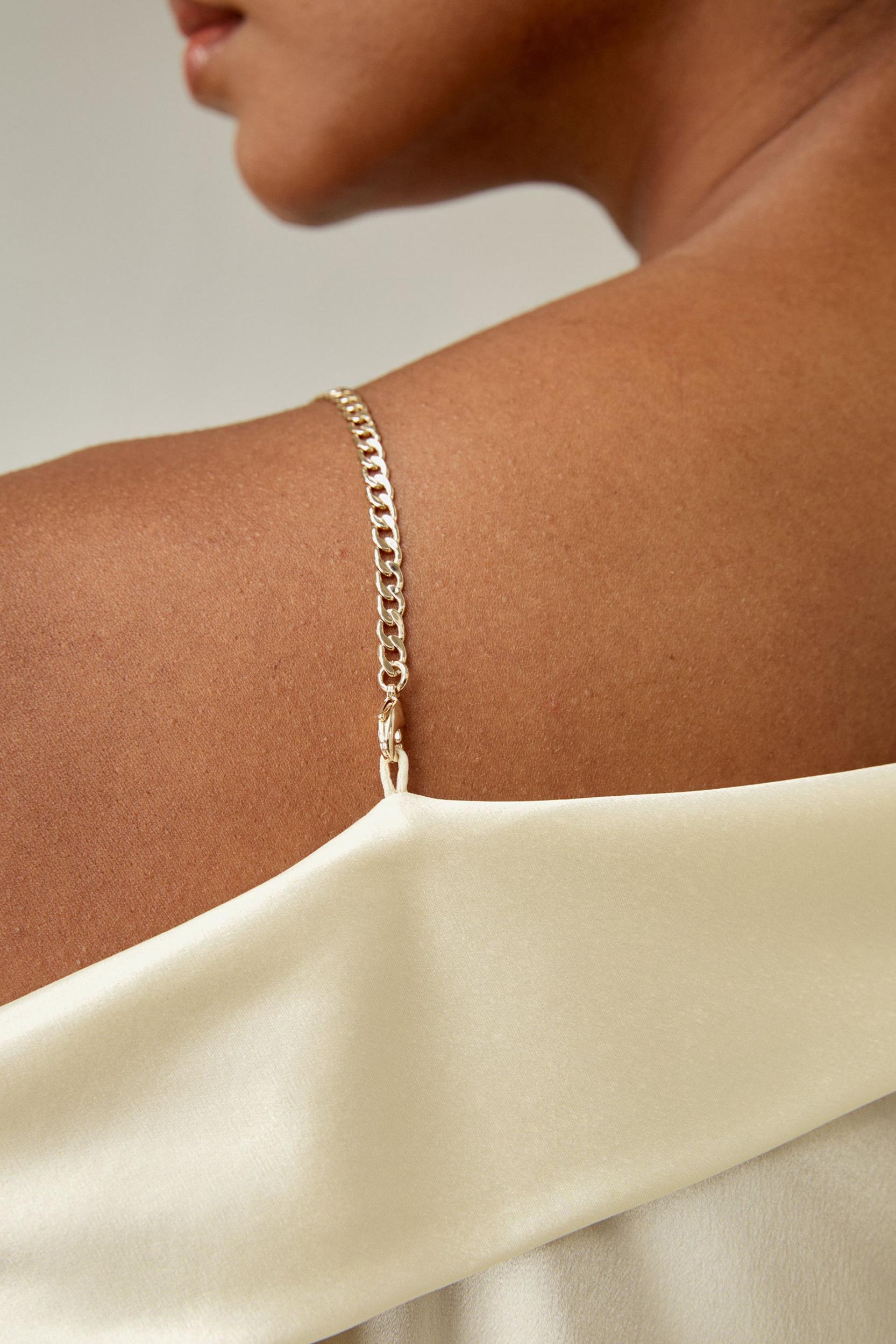 LILYSILK Women's Chic Silk Charmeuse One-Shoulder Party Top with Chain Lily White L Product Image