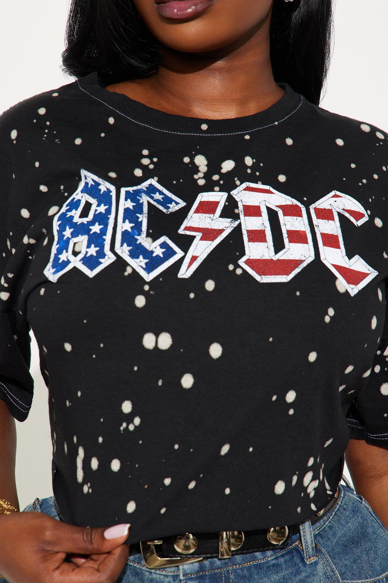 ACDC Americana Tour Bleach Cropped Tee - Black Female Product Image