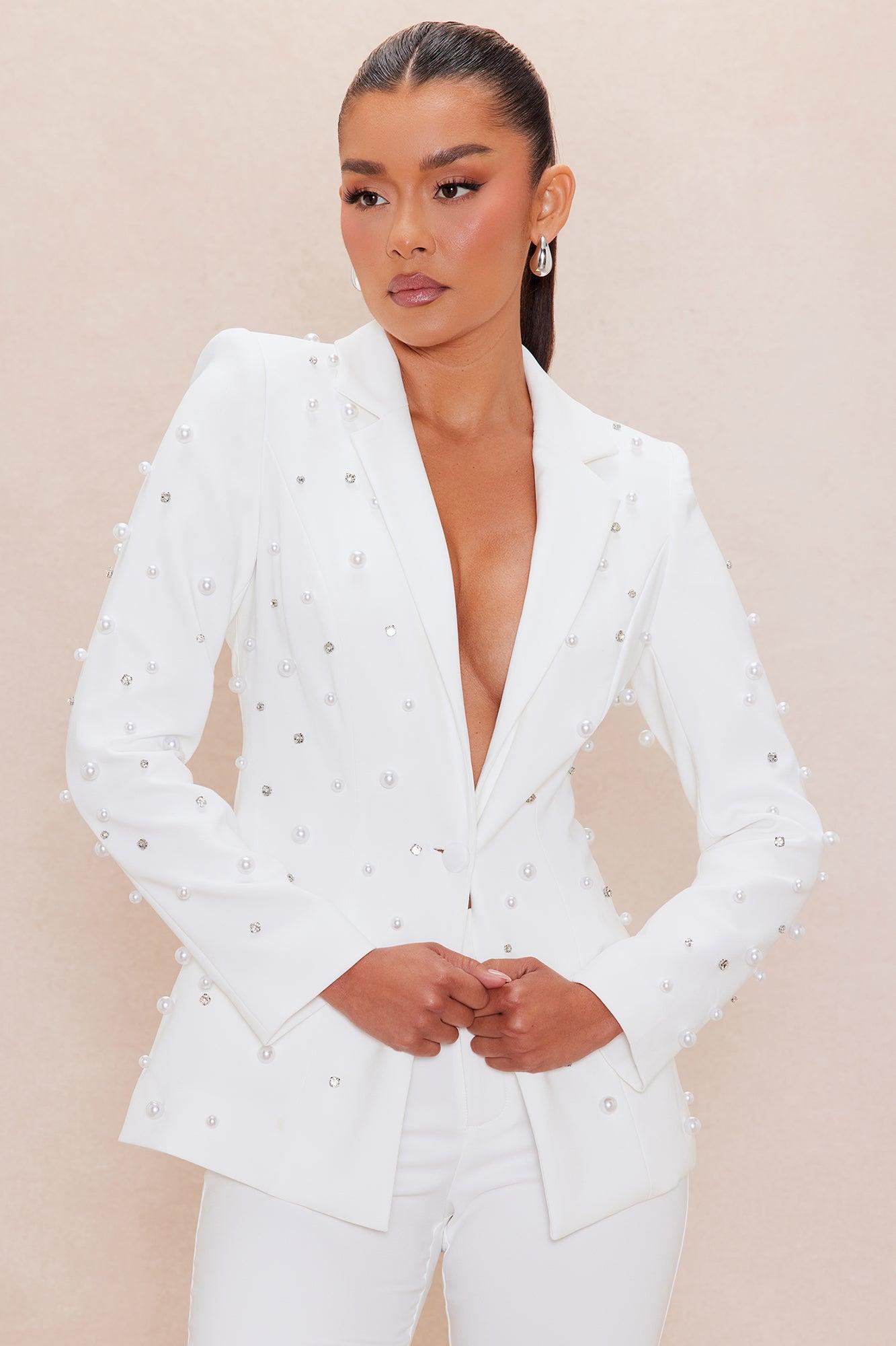 Anastasia Pearl Blazer Suit Set - White Female Product Image